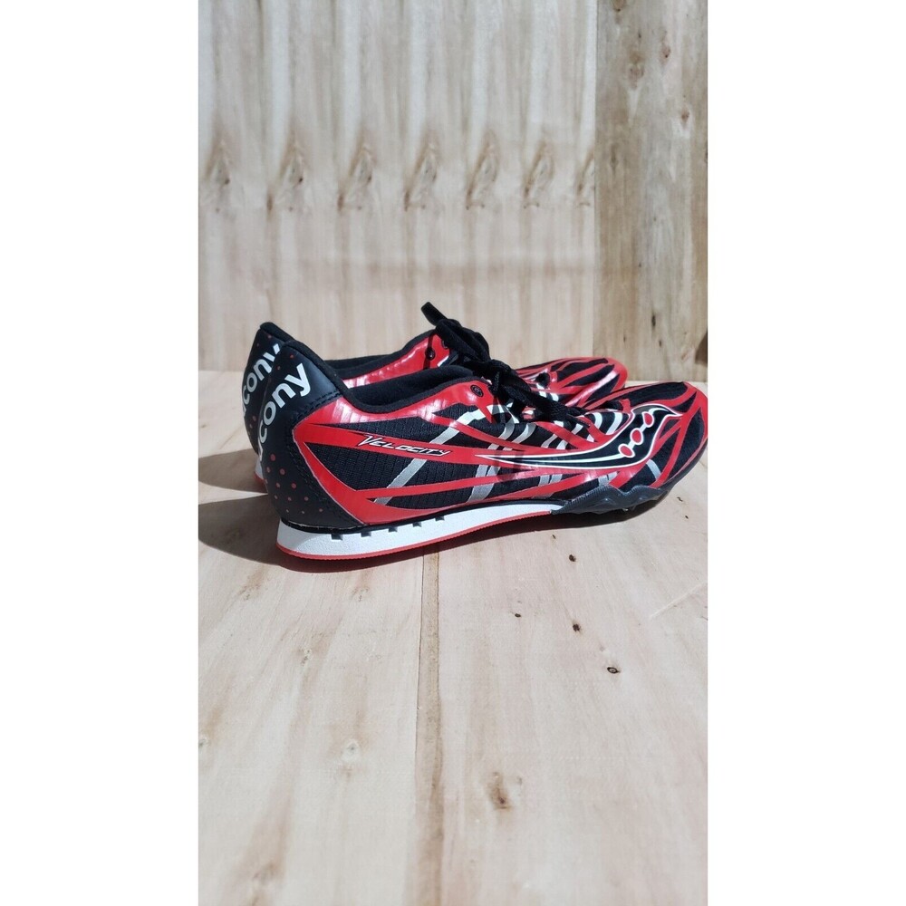 Sz 11.5 Saucony Velocity Red Black Metal Spike Track and Field Shoes Mens
